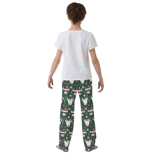 ZZXXB Xmas Cow with Gifts Boys Long Pants Soft Trousers Elastic Waist Kids Lounge Bottoms with Pockets S-XL3