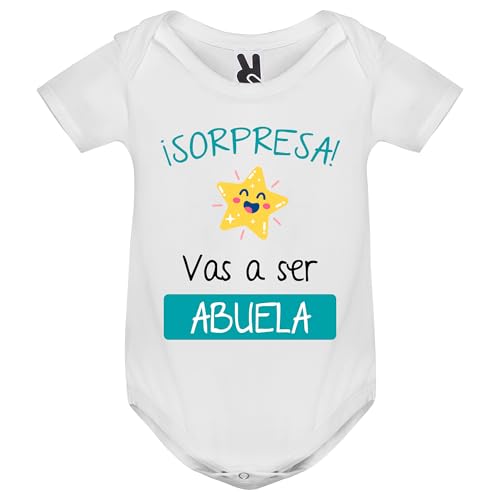 Traineando VAYACAMISETA | Body bebé anuncio embarazo - Para regalar a Abuelos, Tíos - Regalos sorpresa (ABUELA, 3 MESES)