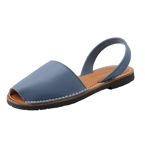 Image of The Spanish Sandal co Classic Flat Sandals for Women, Dressy Soft Leather Peep Toe Sandals for Women, Versatile Casual Slip-on Flats