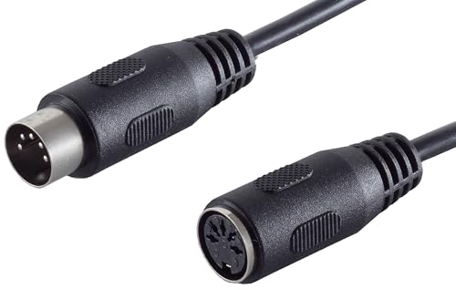 Câble d'extension DIN de 5 m (1 x 5,0 m), prise/fiche 5 broches, câble audio haute qualité, connecteurs moulés, contacts nickelés