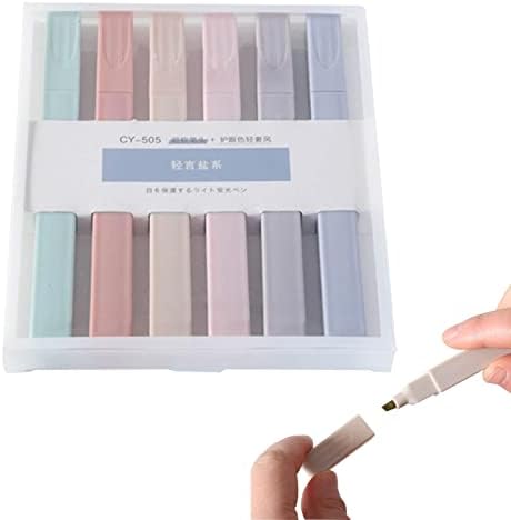 Pastel Highlighter Stationery Set | Aesthetic Cute Highlighters Assorted Colors | Mild Soft Chisel Tip Marker Pens for Drawing or Note Taking School Supplies