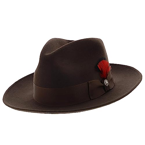 Stetson Men's Gurnee Crushable Soft Wool Felt Fedora Hat | Can be Packed in a Travel Bag | Grosgrain Ribbon Hatband, Mink, Large