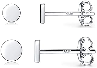 925 Sterling Silver Dot Stud Earrings Gold 2/3/4/5mm Small Simple Round Disc Stud Earrings Set Tiny Flat Circle Hypoallergenic Cartilage Tragus Piercing Earrings Gifts for Women Men Girls