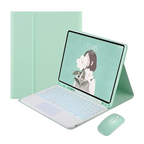 Clavier Tactile Lumineux et Housse iPad Air 5 10.9 Pouces avec Touches Rondes