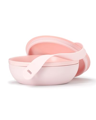 W&P Porter Bowl Lunch Container w/ Protective Non-slip Exterior, Blush 1 Liter | Lid & Snap-tight Silicone Strap | Food Storage, Bento Box, Meal Prep | BPA-Free Ceramic