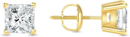 Diamond Store 14K Yellow Gold Princess Cut Lab Grown Diamond