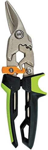 Fiskars Nożyce do cięcia blachy, Wygięte w prawo, Do 40% większa moc, Długość 25,2 cm, Hartowana stal/ tworzywo, Czarny/ zielony/ pomarańczowy, PowerGear, 1027210