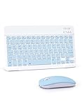 LAMA Wireless Keyboard and Mouse, Rechargeable Ultra Slim Universal Tablet Keyboard, Portable Bluetooth Keyboard for iPad/Tablet/iOS/Android/Windows/Laptops/Desktop Computer/Phones, Blue