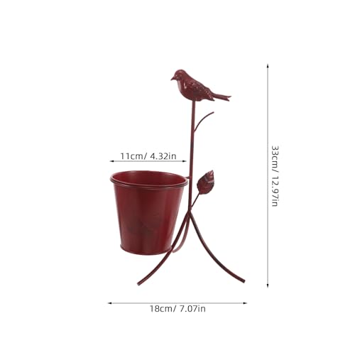 Soporte para macetas de metal rojo antivuelco para terrazas y patios 3