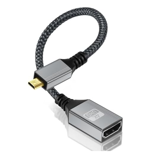AXFEE Adattatore Micro HDMI a HDMI, Cavo Adattatore HDMI Maschio a Femmina 4K@60 Hz, HDR e ARC, Compatibile con Raspberry Pi 5/4,Hero,A6300 A6400,Yoga,ODROID