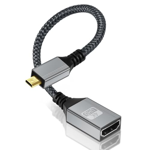 AXFEE Micro HDMI vers HDMI Câble 20cm, 4K 60Hz Câble Micro HDMI Mâle vers HDMI Femelle, en Charge Ethernet,3D,HDR et Arc, Compatible avec Raspberry Pi...