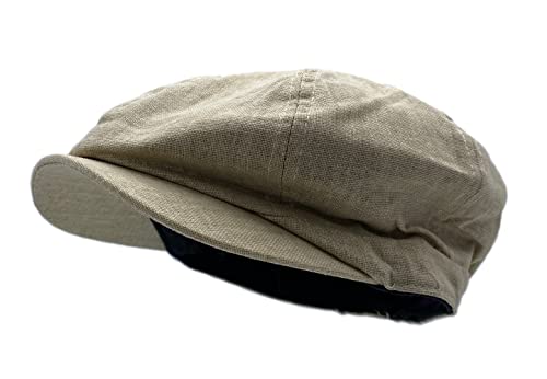 DAIDEM Men's Linen 8 Panel Applejack Gatsby Newsboy Ivy Hat (Cream)