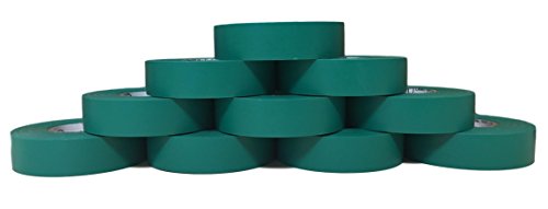 Image of TradeGear Green 10 Pack - UL Listed Colored Electrical Tape, 60 ft x 3 /4 in, 600V, Flame Retardant, Waterproof, Rubber Adhesive - Phase Marking, Wire ID, Automotive