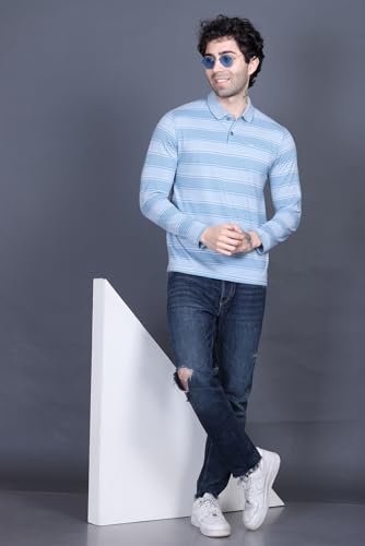 Image of Full Sleeve Polo T Shirt for Men Cotton with Pocket and Collar - Regular Fit Tshirt