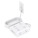 Surge Protector Power Strip, 6 Ft Flat Plug Extension Cord with 8 Outlets 4 USB Ports (2 USB C), 1080J Multi Plug Outlet Extender, Wall Mount Desk USB Charging Station for Home Office Dorm Essentials