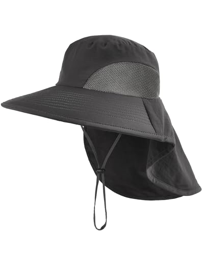 Camptrace Sun Hats for Women Men UPF 50+ UV Protection Wide Brim Hiking Fishing Hat with Neck Flap