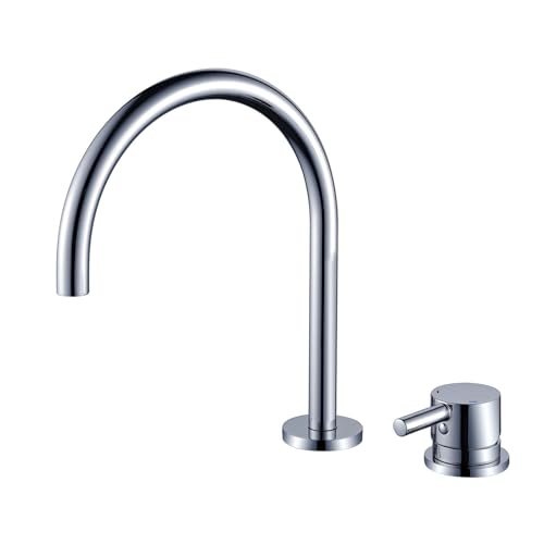 Robinet de lavabo col de cygne mitigeur de salle de bain 2 trous eau chaude froide