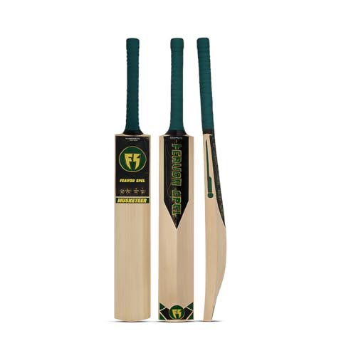 Image of FS Musketeer Kashmir Willow Cricket Bat Grade 2 | Pre Knocked Leather Ball Bat with Thick Edges, Large Sweet Spot for Superb Stroke & Professional for Tournament and Practice Matches - (LH)