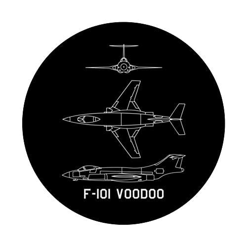 F-101 Voodoo American Plane Blueprints PopSockets Swappable PopGrip, Black - Image 3