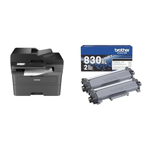 Brother MFCL2820DW Printer and TN830XL 2-Pack Black High Yield Toner MFCL2820DW + 2-pack of High Yield Toner New