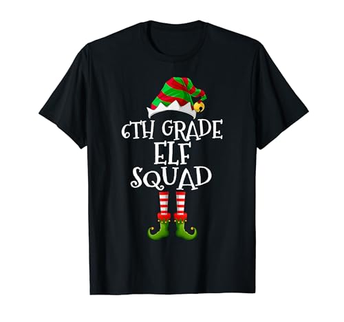 Funny Elf Squad 6th Grade Teacher Christmas Students T-Shirt