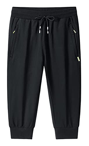 Btmpmcs Homme 3/4 Short de Sport Bermuda Running Jogging Shorts en Plein Air Pantalon de Loisir Été Léger Respirant Court Taille Élastique Training Shorts...