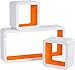 3PCS / SET Tablettes murales flottantes de cube blanc décoratif CD DVD JOUCTES STOCKAGE DISPOSITION DE STOCKAGE Bibliothèque Bookshelf Organisateur Décoration de la maison ( Couleur : White orange )