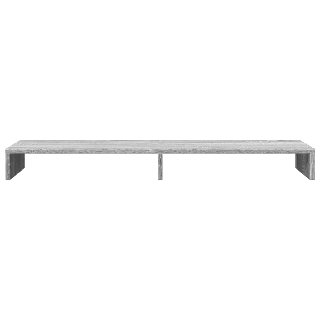 Supporto doppio per monitor grigio Sonoma in legno 100 x 27 x 10 cm per 2 monitor, supporto da scrivania per postazione di lavoro, con spazio e organizer