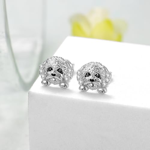 Sterling Silver Dog Stud Earrings - Border Collie, Dachshund, Doberman, Boston Terrier, Dalmatian, Bichon Frise, Beagle, Cavalier King Charles Spaniel Dog Lover Gifts for Women2