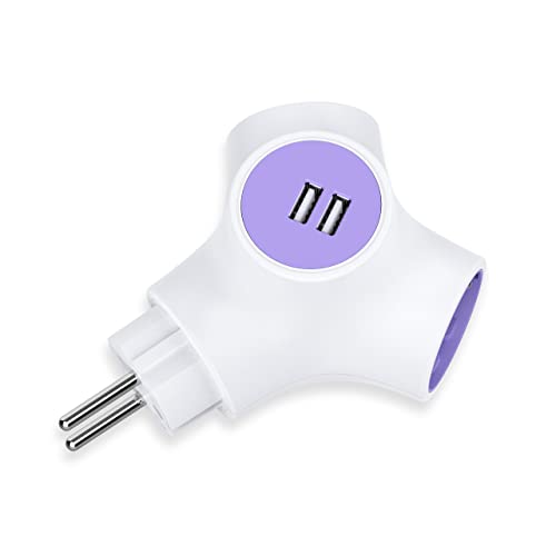 Adaptador UCOMEN: Adaptador SCHUKO Doble con 2 USB Cover