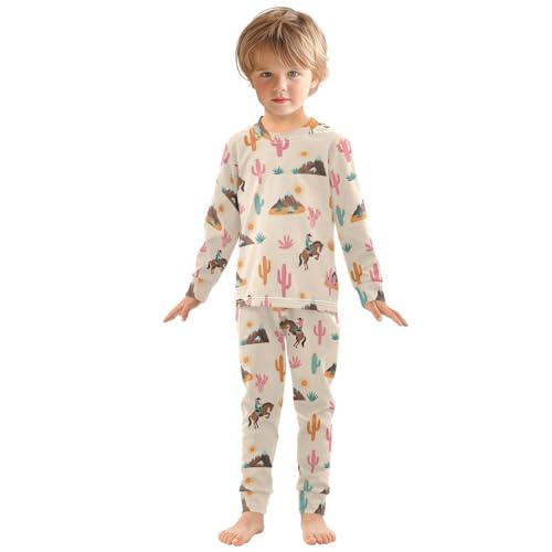 Pajama Sets Long Sleeve Desert Landscape with Cacti Soft Comfy Sleepwear 2 Piece PJS 3-8T2