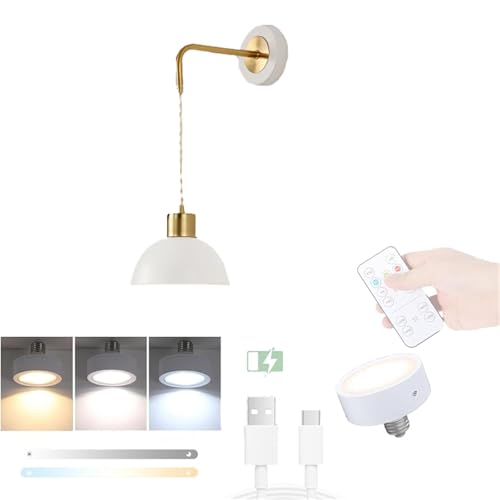 Luz de pared para dormitorio pasillo y sala de estar con mando a distancia y batería blanca