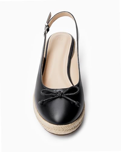 Image of Womens Closed Toe Espadrilles Wedges Shoes Platform Slingback Mid Low Heel Canvas Bow Dress Sandals