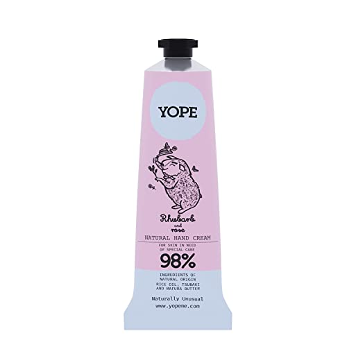 YOPE Natural Hand Cream, Rhubarb and Rose, 50 ml (Pack of 1)