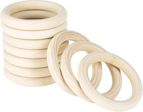 2 Inch Wooden Rings for Craft, 150Pack 50 mm Diameter Unfinished Solid Wood Rings for Crafts, Smooth Sureface Nature Wooden Rings for Macrame Craft, Pendant Connectors and Jewelry Making