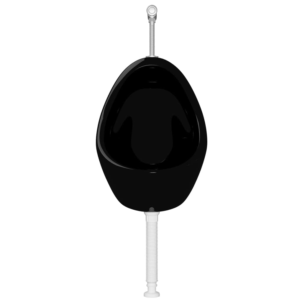 INLIFE Urinario de pared con válvula de descarga de cerámica, negro, 12,3 kg, 143992