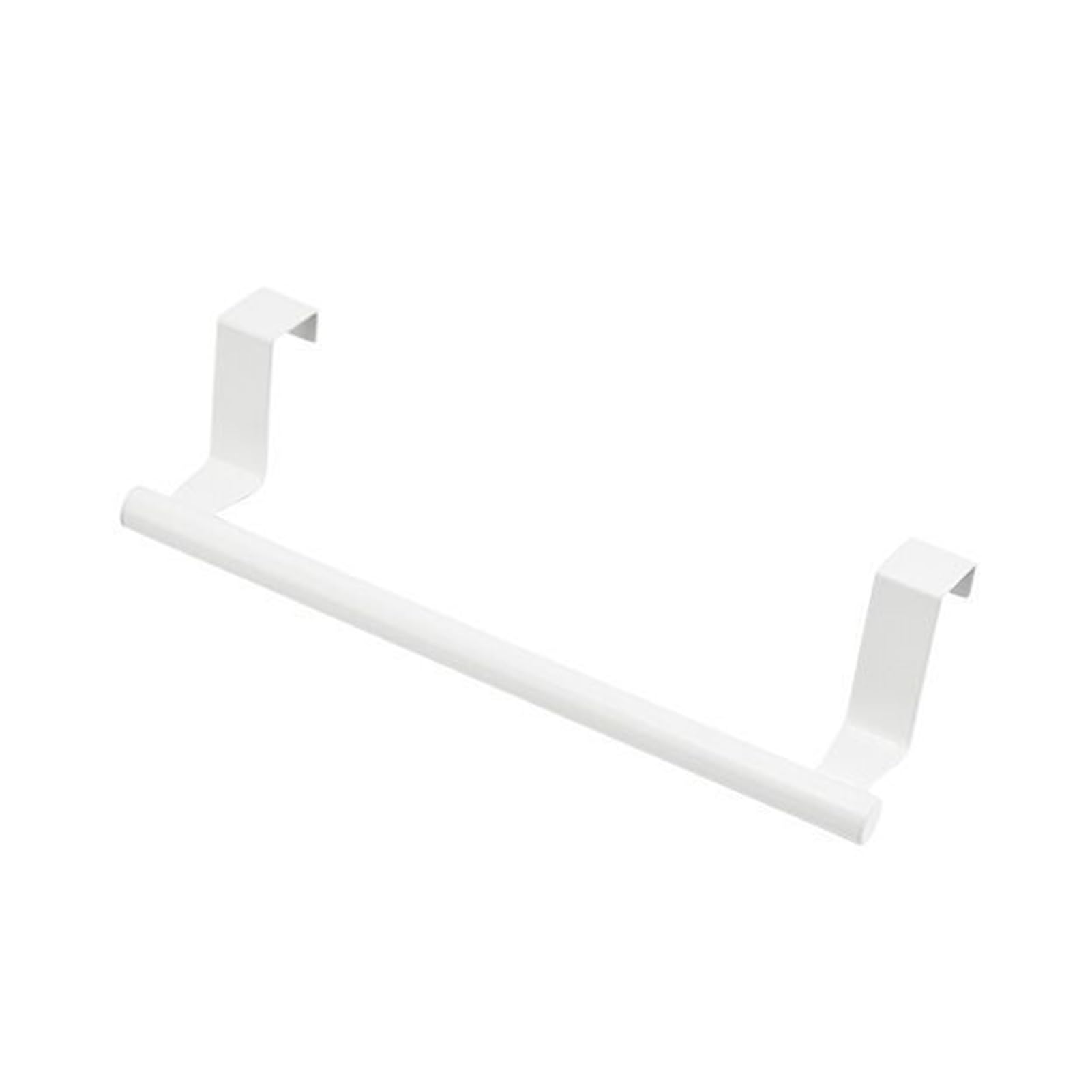 Toallero de cocina para colgar de acero inoxidable, sin taladrar, para puerta de armario, apto para cocina, baño (blanco)