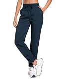 CRZ YOGA Lightweight Straight Leg Workout Pants for Women 30' - Ruched Casual Work Athletic Joggers with Pockets Ink Blue Medium