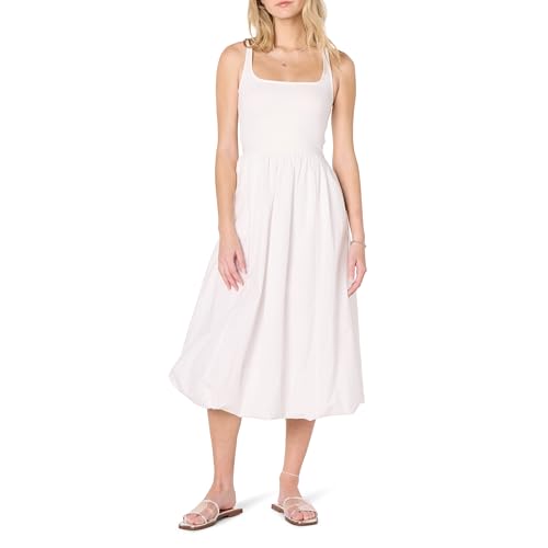 Image of The Drop Womens Tina Scoop Neck Mixed Media Bubble Hem Midi Dress