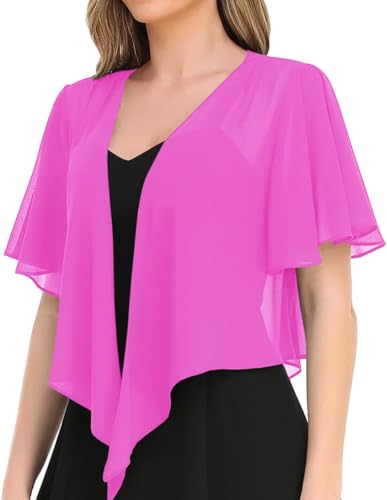 Image of Women's Solid Puff Sleeve Kimono Short Cardigan Loose Cover Up Casual Blouse Top Chiffon