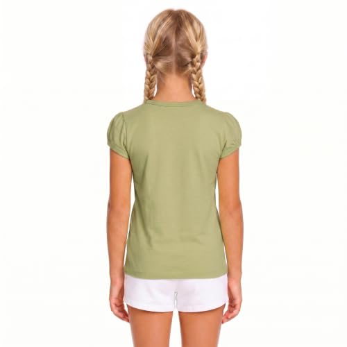 Image of Lilax Girls Short Puff Sleeve Cotton T-Shirt, Toddler & Little Girls Top | 95% Cotton Puff Sleeve Tee; Crewneck, Short Sleeve; Toddler & Girls Sizes 2T-12; for School, Play & Everyday; Machine Wash