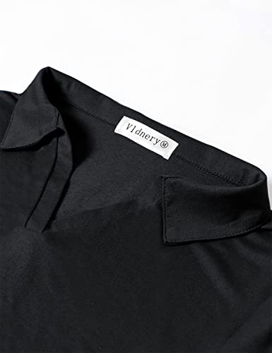 Vldnery Women's Golf Shirts Short Sleeve v Neck Loose Fit Plain Workout Tennis Polo T-Shirts4