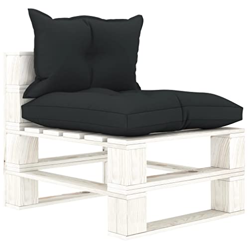 Xichuzi Sofá Central de palets para jardín Madera con Cojines Antracita, Sofás para Patio, Sofa Exterior Jardin, Sofa Terraza, Muebles De Jardin Exterior