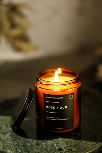 Scented Candle for Home Scented Rose and Oud 7 oz