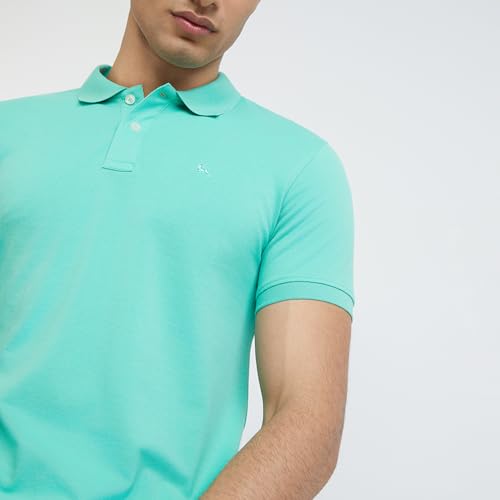 Image of Parx Men Regular Fit Solid Pattern Cotton Polyester Blend Half Sleeve Polo Neck Casual T-Shirt