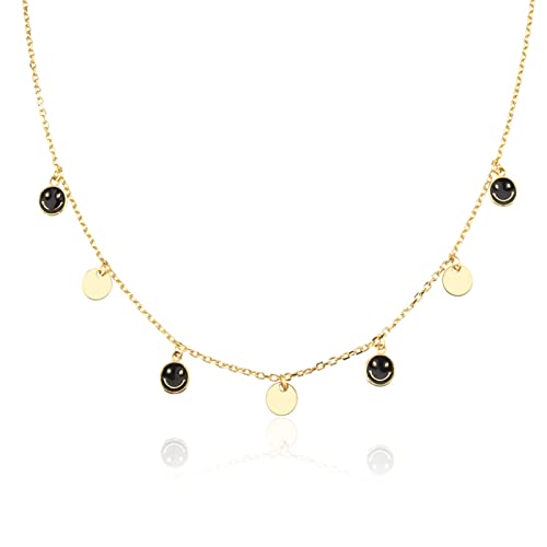 HLTYGWX Collares 925 en Cadena Fina Lindo Collar con Colgante de Cara señoras Elegante Fiesta Colgantes de Mujer