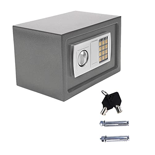 Electronic Safe 8.5L Cash Digital Safe Lock Box Steel Security Construction with 2 Keys For Office or Home Wall or Floor Mounted 20x31x20CM, Grey