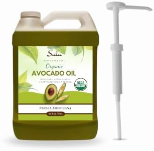 USDA Certified Organic Avocado Oil, Cold Pressed, Unrefined & Virgin โ Food Grade Avocado Oil for Cooking, Skin & Hair โ 1 Gallon / 128 fl oz