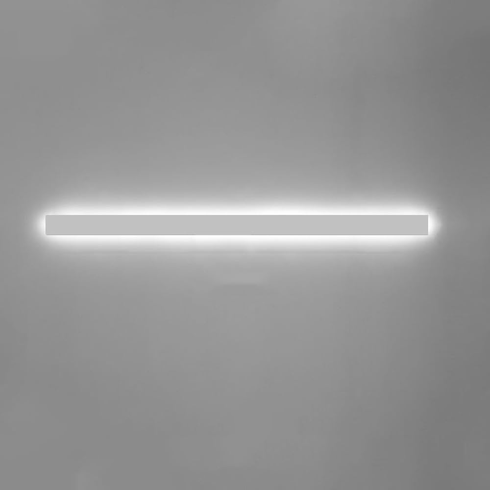 HCZKIUJY Modern Minimalist White Wall Mounted Bathroom Light with Black Linear Long Strip Hardwired Wall Sconce for Hallway Bedroom Living Room Kitchen 6 Lights (White-80Cm-6000K)
