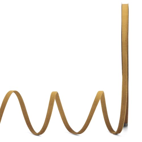 Lemon Park Antique Gold Double Faced Velvet Ribbon,1/4 Inch x 20Yd for Christmas Wreath Gift Wrapping Christmas and Wedding Decoration(Antique Gold 1/4